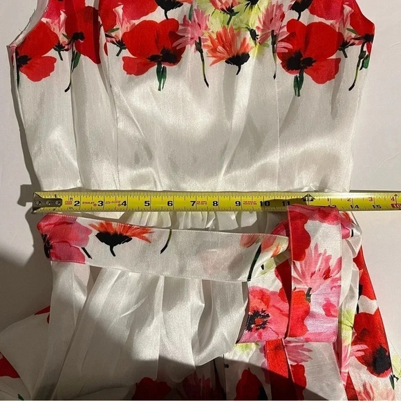 Samuel Dong White Red Floral Floor Length Maxi Dress Sleeveless Size L NWT - Picture 12 of 12